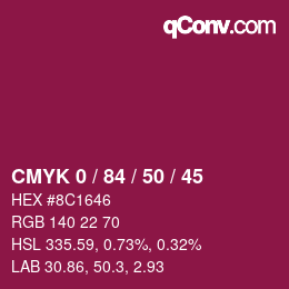 Color code: CMYK 0 / 84 / 50 / 45 | qconv.com