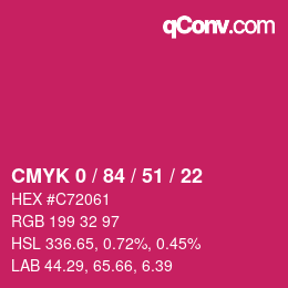 颜色代码: CMYK 0 / 84 / 51 / 22 | qconv.com