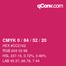 Color code: CMYK 0 / 84 / 52 / 20 | qconv.com