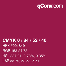 颜色代码: CMYK 0 / 84 / 52 / 40 | qconv.com