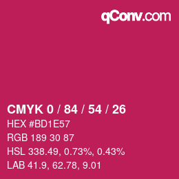 カラーコード: CMYK 0 / 84 / 54 / 26 | qconv.com
