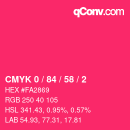 カラーコード: CMYK 0 / 84 / 58 / 2 | qconv.com