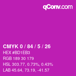 颜色代码: CMYK 0 / 84 / 5 / 26 | qconv.com