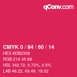 颜色代码: CMYK 0 / 84 / 60 / 14 | qconv.com