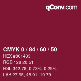 Color code: CMYK 0 / 84 / 60 / 50 | qconv.com