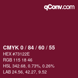 Color code: CMYK 0 / 84 / 60 / 55 | qconv.com