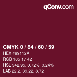 カラーコード: CMYK 0 / 84 / 60 / 59 | qconv.com