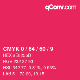 Color code: CMYK 0 / 84 / 60 / 9 | qconv.com