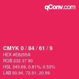 Color code: CMYK 0 / 84 / 61 / 9 | qconv.com