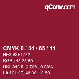 Color code: CMYK 0 / 84 / 65 / 44 | qconv.com
