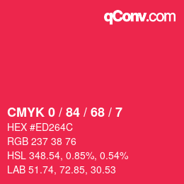 Color code: CMYK 0 / 84 / 68 / 7 | qconv.com