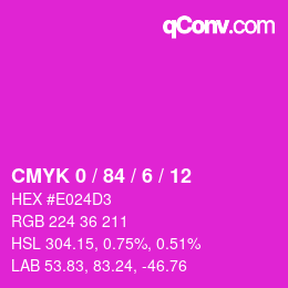 Color code: CMYK 0 / 84 / 6 / 12 | qconv.com