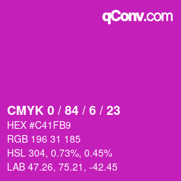 カラーコード: CMYK 0 / 84 / 6 / 23 | qconv.com