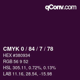 Color code: CMYK 0 / 84 / 7 / 78 | qconv.com