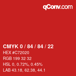 Color code: CMYK 0 / 84 / 84 / 22 | qconv.com