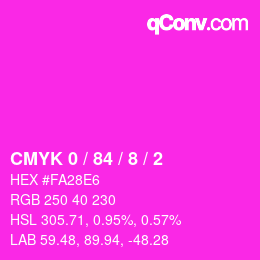 カラーコード: CMYK 0 / 84 / 8 / 2 | qconv.com