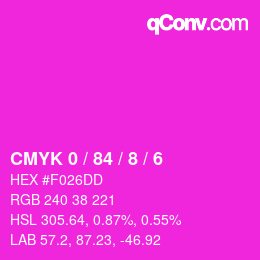 カラーコード: CMYK 0 / 84 / 8 / 6 | qconv.com