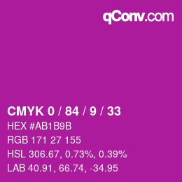 Color code: CMYK 0 / 84 / 9 / 33 | qconv.com