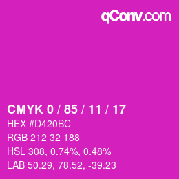 Color code: CMYK 0 / 85 / 11 / 17 | qconv.com