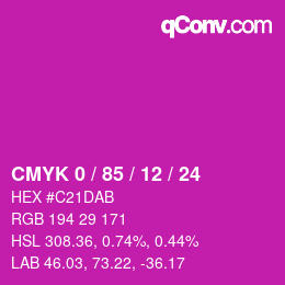 Color code: CMYK 0 / 85 / 12 / 24 | qconv.com
