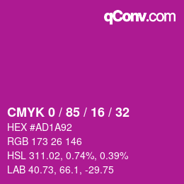 颜色代码: CMYK 0 / 85 / 16 / 32 | qconv.com