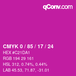 Color code: CMYK 0 / 85 / 17 / 24 | qconv.com