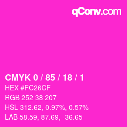 Farbcode: CMYK 0 / 85 / 18 / 1 | qconv.com