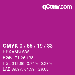 カラーコード: CMYK 0 / 85 / 19 / 33 | qconv.com