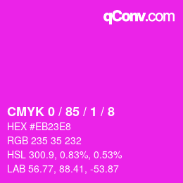 Farbcode: CMYK 0 / 85 / 1 / 8 | qconv.com