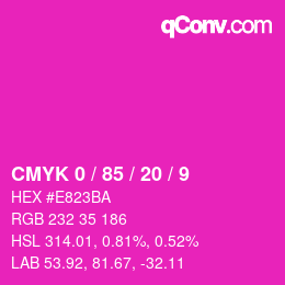 颜色代码: CMYK 0 / 85 / 20 / 9 | qconv.com