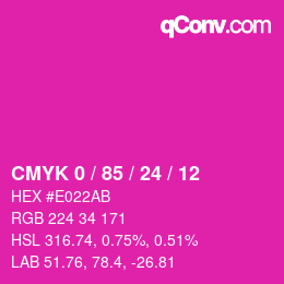 カラーコード: CMYK 0 / 85 / 24 / 12 | qconv.com