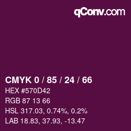 カラーコード: CMYK 0 / 85 / 24 / 66 | qconv.com