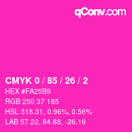カラーコード: CMYK 0 / 85 / 26 / 2 | qconv.com