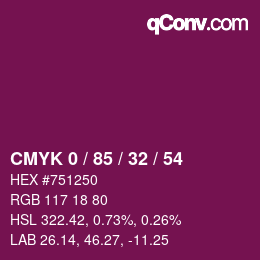 Color code: CMYK 0 / 85 / 32 / 54 | qconv.com