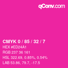 Color code: CMYK 0 / 85 / 32 / 7 | qconv.com