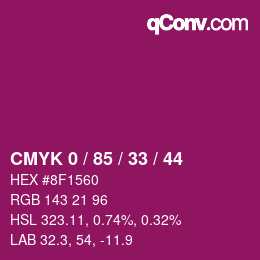 Color code: CMYK 0 / 85 / 33 / 44 | qconv.com