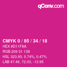カラーコード: CMYK 0 / 85 / 34 / 18 | qconv.com