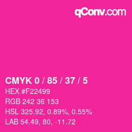 カラーコード: CMYK 0 / 85 / 37 / 5 | qconv.com