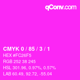カラーコード: CMYK 0 / 85 / 3 / 1 | qconv.com