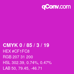 Color code: CMYK 0 / 85 / 3 / 19 | qconv.com
