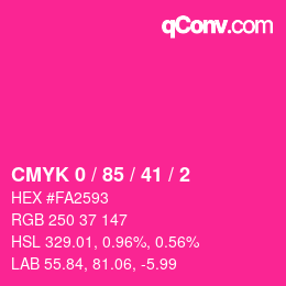 カラーコード: CMYK 0 / 85 / 41 / 2 | qconv.com