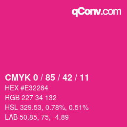 カラーコード: CMYK 0 / 85 / 42 / 11 | qconv.com