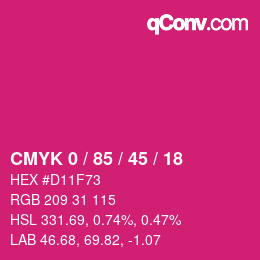 Code couleur: CMYK 0 / 85 / 45 / 18 | qconv.com