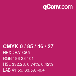Color code: CMYK 0 / 85 / 46 / 27 | qconv.com