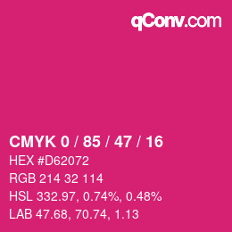 颜色代码: CMYK 0 / 85 / 47 / 16 | qconv.com