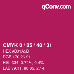 颜色代码: CMYK 0 / 85 / 48 / 31 | qconv.com