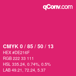 Farbcode: CMYK 0 / 85 / 50 / 13 | qconv.com