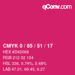 颜色代码: CMYK 0 / 85 / 51 / 17 | qconv.com