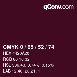 Color code: CMYK 0 / 85 / 52 / 74 | qconv.com