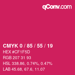 颜色代码: CMYK 0 / 85 / 55 / 19 | qconv.com